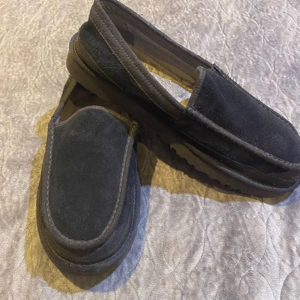 Ugg Australia DEX Black Suede Slippers Men's Size 13